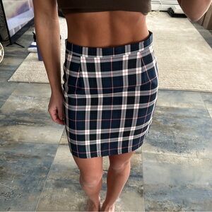 NWT Nasty Gal Bold Check Mini Skirt Navy